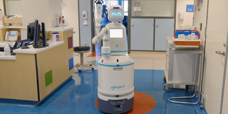 Moxi robot assisting in a hospital